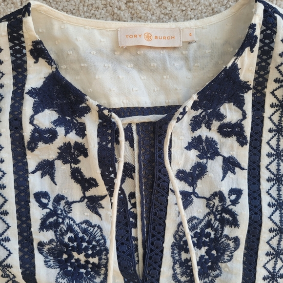 Boho Chic Tory Burch Gabriella 100% Cotton Embroidered Dress Size 0 - Picture 12 of 15